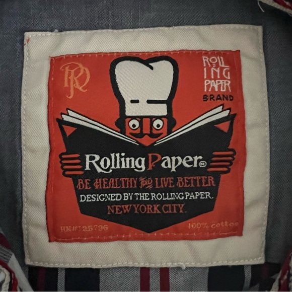 Rolling Paper Brand NYC Rollco Shirt Mens Short Sleeve Sz L Blue Red White Plaid - Picture 9 of 11